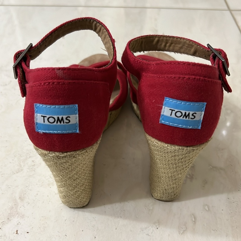 Toms red wedge sandal women’s 7.5 - Picture 3 of 5